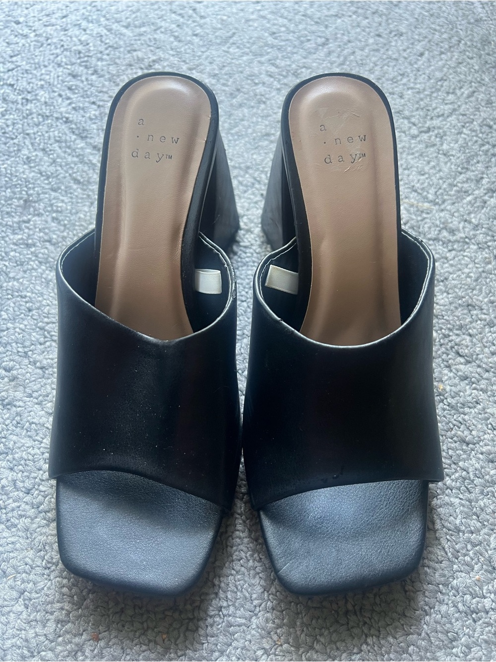 A new day Black Block Heel Slide Mules